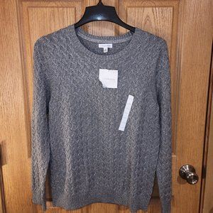 New w/tags Croft & Barrow Shimmery Gray Cable Knit Sweater Ladies SZ - XL